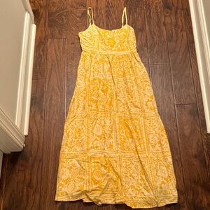 Japna Sunlit Yellow Patterned Maxi Dress